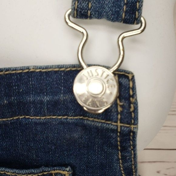 Justice Girl’s Denim Sequin American Flag Summer Shortalls Overalls Size‎ 12 - Picture 5 of 13